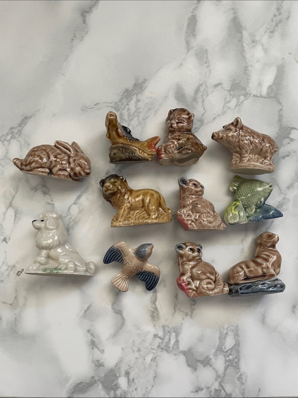 Wade Whimsies Lot Of 11 Porcelain Figurines Animals England Red Rose Tea